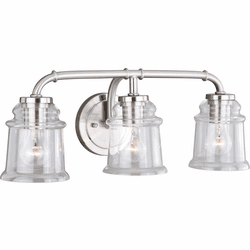 Vaxcel W0241 Toledo Contemporary Satin Nickel 3-Light Lighting For Bathroom