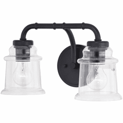Vaxcel W0349 Toledo Matte Black 2-Light Bathroom Lighting