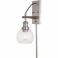 Vaxcel W0373 Avondale Contemporary Satin Nickel and Dark Sycamore Wall Lamp