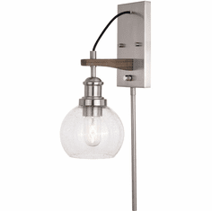 Vaxcel W0373 Avondale Contemporary Satin Nickel and Dark Sycamore Wall Lamp