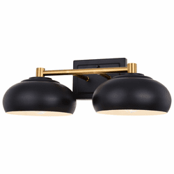 Vaxcel W0383 Belmont Contemporary Matte Black and Satin Brass 2-Light Bath Lighting Fixture