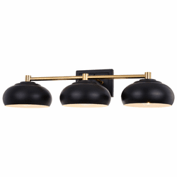 Vaxcel W0385 Belmont Modern Matte Black and Satin Brass 3-Light Bathroom Sconce Lighting