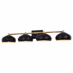 Vaxcel W0387 Belmont Modern Matte Black and Satin Brass 4-Light Bathroom Wall Light Fixture