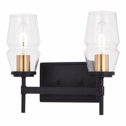 Vaxcel W0392 Warren Matte Black and Brushed Brass 2-Light Bath Lighting