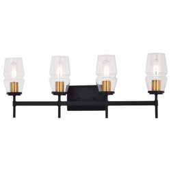 Vaxcel W0394 Warren Matte Black and Brushed Brass 4-Light Lighting For Bathroom