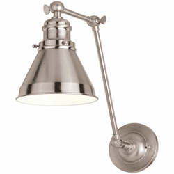 Vaxcel W0399 Alexis Satin Nickel and Matte White 6" Wall Swing Arm Lamp