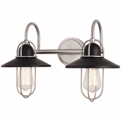 Vaxcel W0402 Galena Contemporary Matte Black and Satin Nickel 2-Light Vanity Light