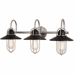 Vaxcel W0403 Galena Modern Matte Black and Satin Nickel 3-Light Bathroom Wall Light Fixture