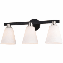 Vaxcel W0406 Vermont Matte Black and Satin Nickel 3-Light Bath Wall Sconce