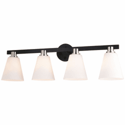 Vaxcel W0407 Vermont Matte Black and Satin Nickel 4-Light Bathroom Light Fixture