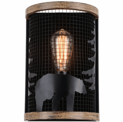 Vaxcel W0408 Kodiak Country Black and Burnished Teak Lighting Sconce