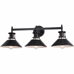 Vaxcel W0414 Canton Black and Matte White 3-Light Bathroom Light