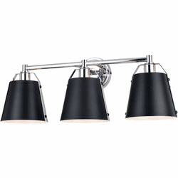 Vaxcel W0424 Barrington Modern Matte Black and Chrome 3-Light Bath Sconce