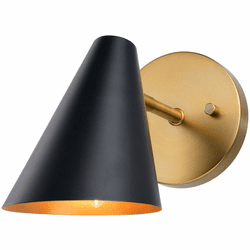 Vaxcel W0438 Pryce Matte Black and Satin Brass Light Sconce