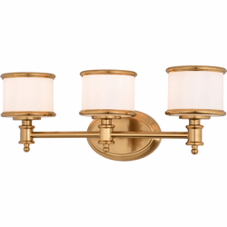 Vaxcel W0479 Carlisle Modern Natural Brass 3-Light Lighting For Bathroom