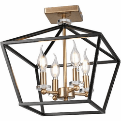 Vinci FM1103-4AB/BK Vita Modern Aged Brass / Black LED Flush Mount Light Fixture