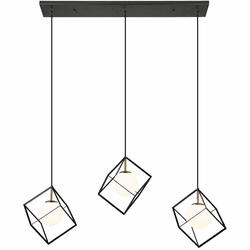 Vinci P1089-3AB/BK Cubo Modern Aged Brass / Black LED Multi Hanging Lamp
