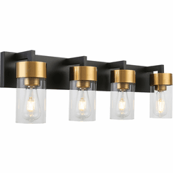 Vinci VL705-4AB/BK Aurora Modern Aged Brass / Black 4-Light Vanity Lighting Fixture