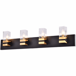 Vinci VL9323-4AB/BK Modern Aged Brass / Black 4-Light Vanity Lighting Fixture