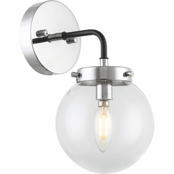 Vinci WS1718-1CH/BKCL Bianca Contemporary Chrome / Black LED Lighting Wall Sconce