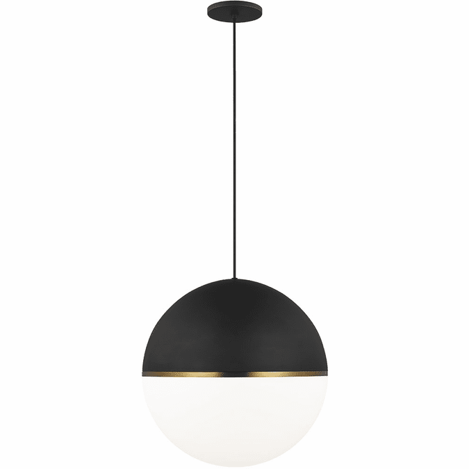 Visual Comfort Modern 700TDAKV18BR Akova Modern Matte Black/Aged Brass LED Hanging Pendant Lighting
