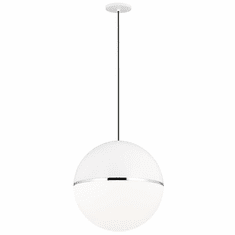 Visual Comfort Modern 700TDAKV18WC Akova Modern White/Chrome LED Hanging Pendant Lighting
