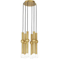Visual Comfort Modern 700TRSPGYD6RNB-LED930 Guyed Contemporary Natural Brass LED Multi Pendant Lighting Fixture