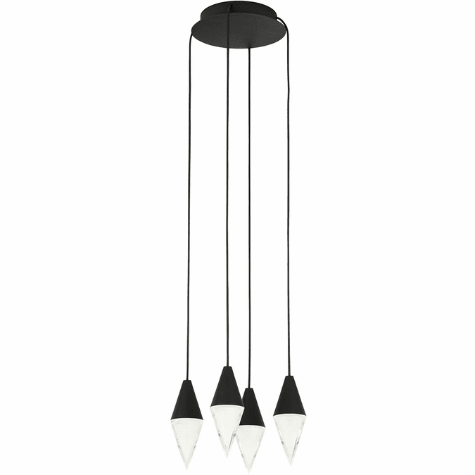 Visual Comfort Modern 700TRSPTRT4RB-LED930 Turret Modern Nightshade Black LED Multi Hanging Light