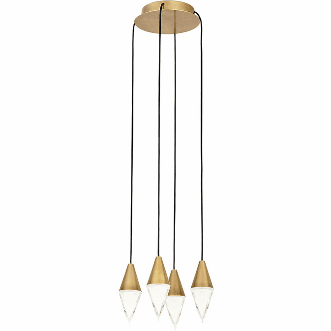 Visual Comfort Modern 700TRSPTRT4RNB-LED930 Turret Modern Natural Brass LED Multi Lighting Pendant