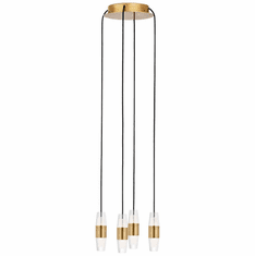 Visual Comfort Modern SLCH38327NB Lassell Modern Natural Brass LED Multi Drop Ceiling Lighting
