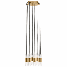 Visual Comfort Modern SLCH38527NB Lassell Contemporary Natural Brass LED Multi Pendant Lighting Fixture