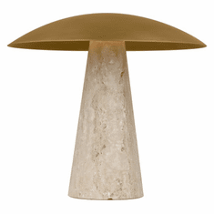 Visual Comfort Modern SLTB34327NB/NT Aegis Modern Natural Brass / Natural Travertine LED Lighting Table Lamp