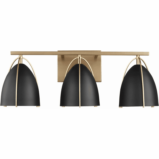 Visual Comfort Studio 4451703-848 Norman Contemporary Satin Brass / Midnight Black 3-Light Bathroom Light Fixture