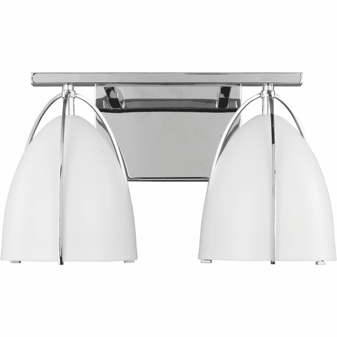 Visual Comfort Studio 4451802-05 Norman Modern Chrome / Matte White 2-Light Vanity Light