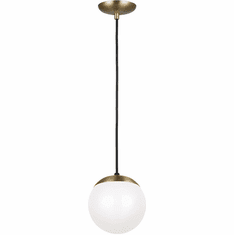 Visual Comfort Studio 6018EN3-848 Leo - Hanging Globe Contemporary Satin Brass LED 8" Mini Ceiling Light Pendant
