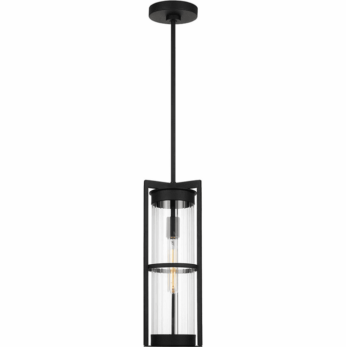 Visual Comfort Studio 6226701EN7-12 Alcona Contemporary Black Outdoor Mini Hanging Light Fixture