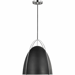 Visual Comfort Studio 6651701EN3-05 Norman Modern Chrome / Midnight Black LED 15" Lighting Pendant