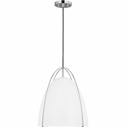 Visual Comfort Studio 6651801EN3-05 Norman Contemporary Chrome / Matte White LED 15" Hanging Light