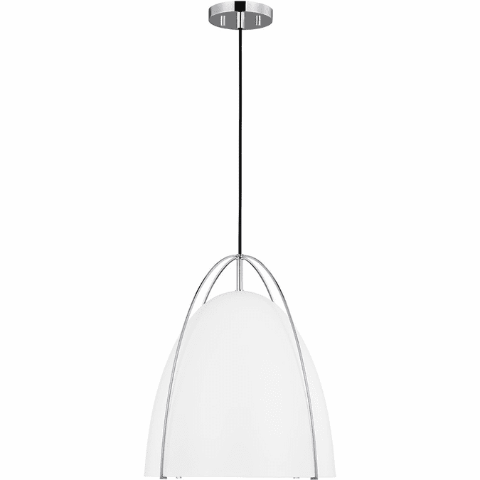 Visual Comfort Studio 6651801EN3-05 Norman Contemporary Chrome / Matte White LED 15" Hanging Light