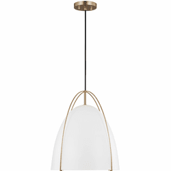 Visual Comfort Studio 6651801EN3-848 Norman Modern Satin Brass / Matte White LED 15" Pendant Lighting