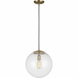 Visual Comfort Studio 6801801EN7-848 Leo - Hanging Globe Modern Satin Brass LED 14" Hanging Light
