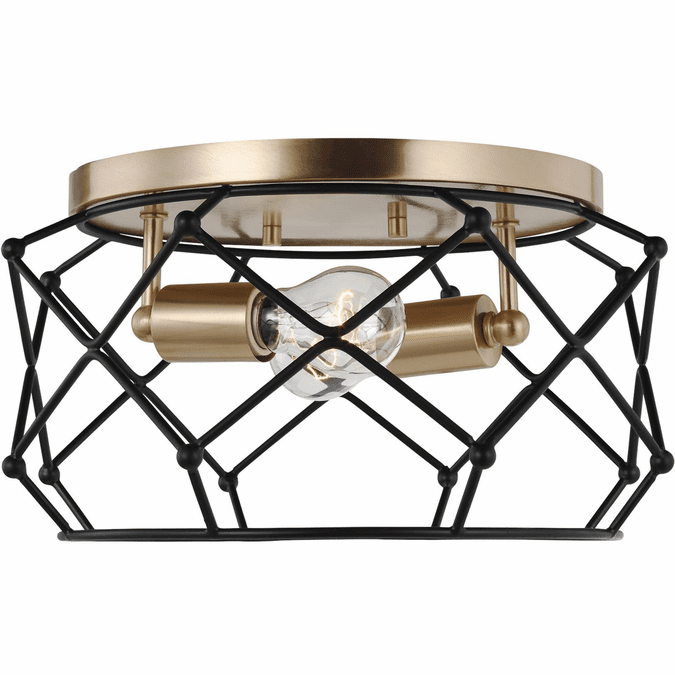 Visual Comfort Studio 7534102-848 Zarra Contemporary Satin Brass Flush Mount Ceiling Light Fixture