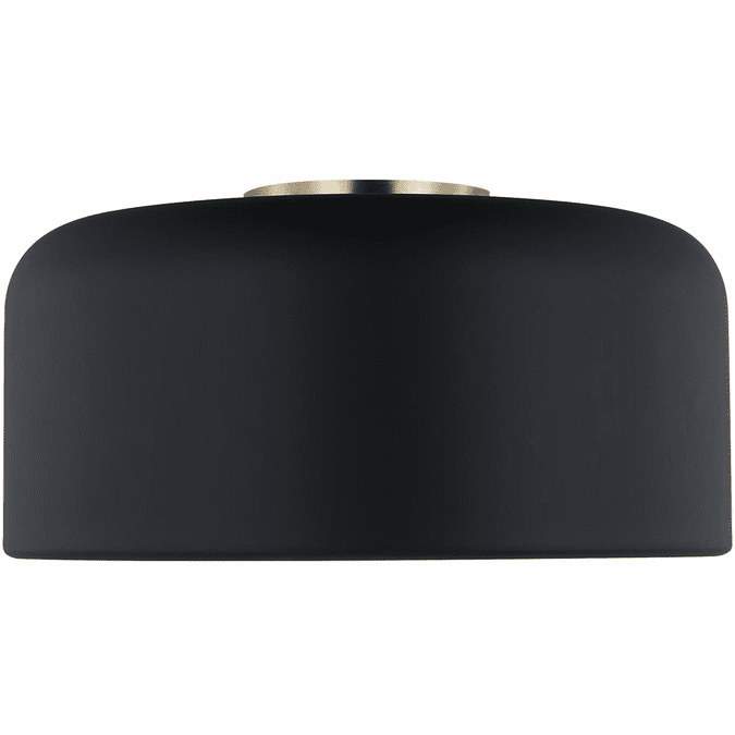 Visual Comfort Studio 7605401-112 Malone Midnight Black / Satin Brass 14" Flush Mount Ceiling Light Fixture