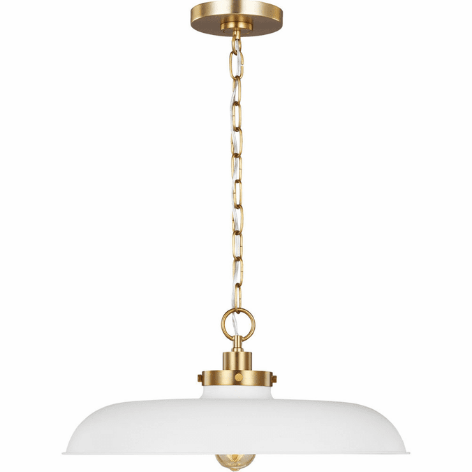 Visual Comfort Studio CP1231MWTBBS Wellfleet Modern Matte White and Burnished Brass Hanging Lamp