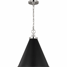Visual Comfort Studio CP1271MBKPN Wellfleet Modern Midnight Black and Polished Nickel 15.5" Lighting Pendant
