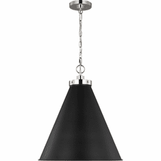 Visual Comfort Studio CP1281MBKPN Wellfleet Contemporary Midnight Black and Polished Nickel 19.5" Lighting Pendant