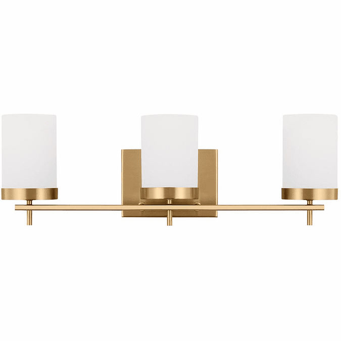 Visual Comfort Studio Lighting 4490303-848 Zire Satin Brass 3-Light Bath Lighting Sconce
