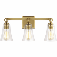 Visual Comfort Studio VS24703BBS Monterro Modern Burnished Brass 3-Light Bathroom Lighting Fixture