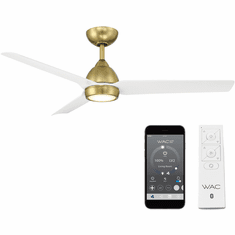 WAC Lighting F-001L-SB/MW Mocha Modern Soft Brass Matte White LED Interior / Exterior 54" Ceiling Fan
