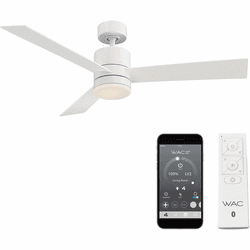 WAC Lighting F-081L-MW San Francisco Modern Matte White LED Interior / Exterior 52" Home Ceiling Fan
